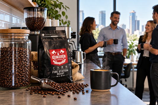Fire Rescue Coffee Fire Station Roast at an office coffee station